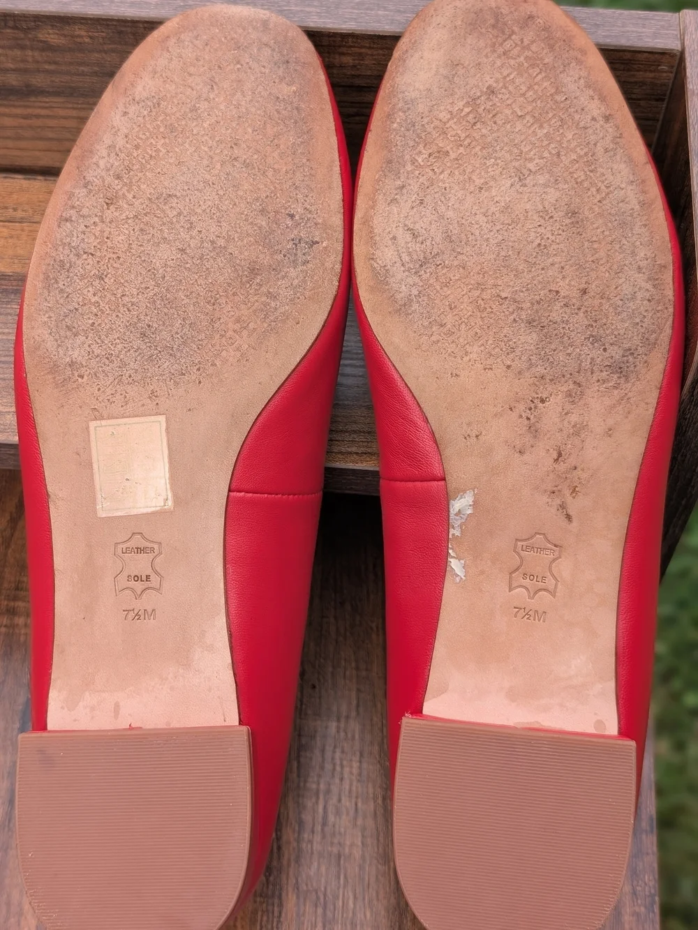 Tory Burch Red Leather Logo Round-Toe Ballet Flats
